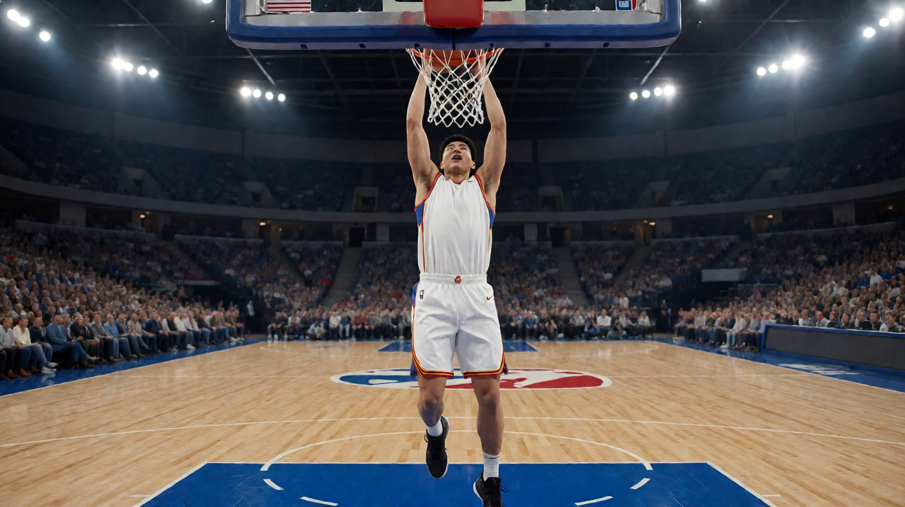 NBA比赛中球员扣篮的精彩画面